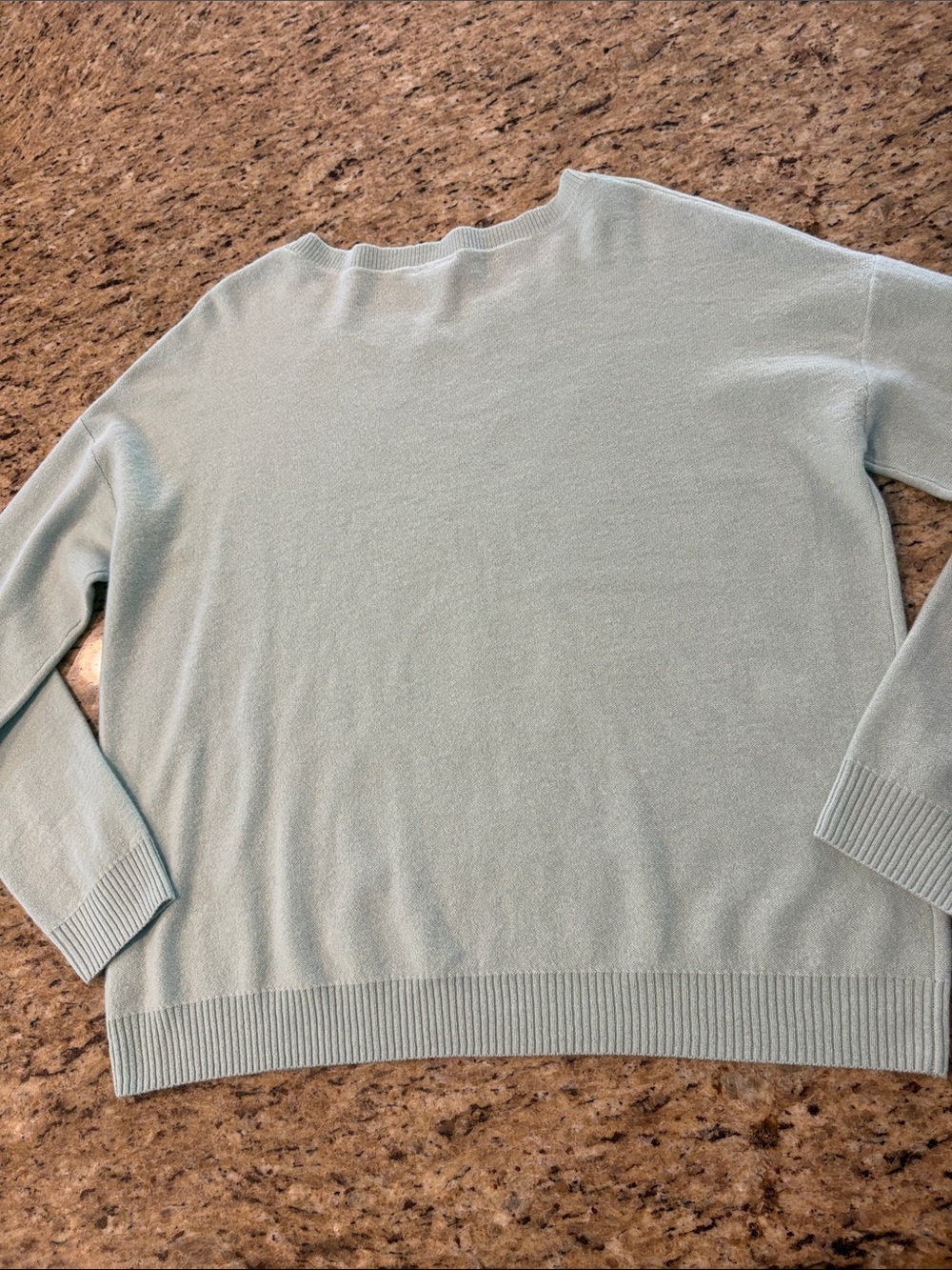 100% Cashmere | Halogen | Light Mint Textured Crewneck Sweater - Picture 15 of 16